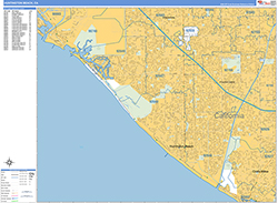 Huntington Beach Wall Map Basic Style 2026